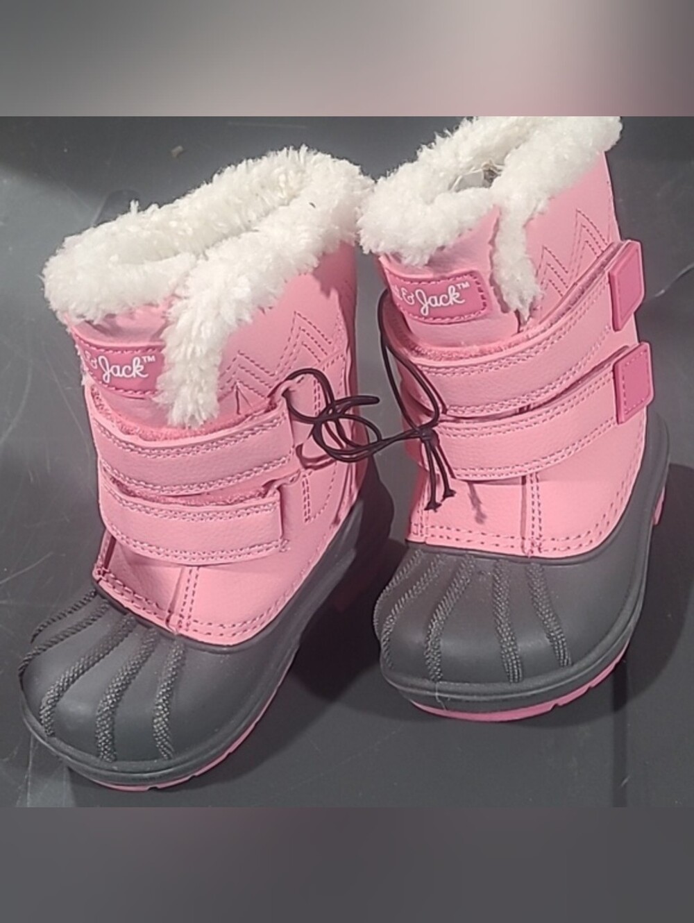 NWT! Cat & Jack Girls 5 Denver gray pink waterproof leather winter boot